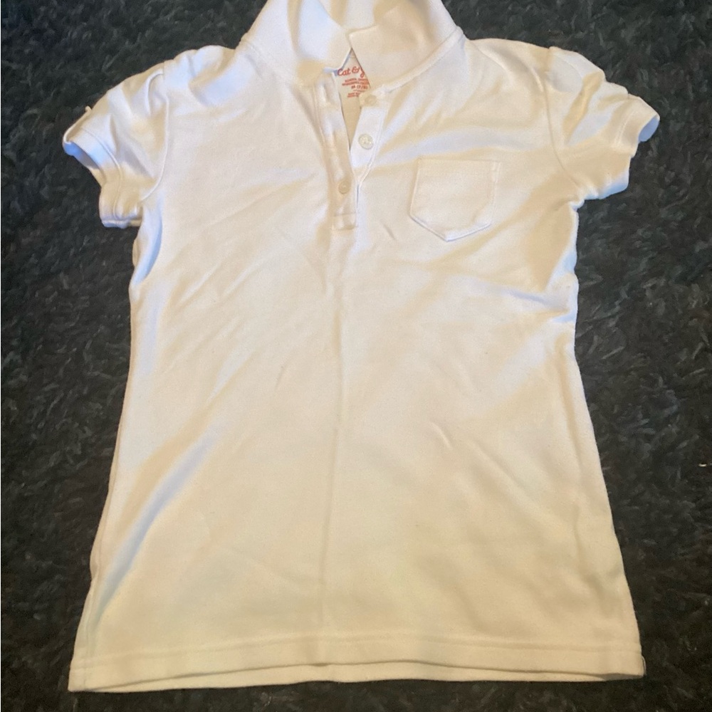 Cat & Jack White Polo Shirt Short Sleeve Knit